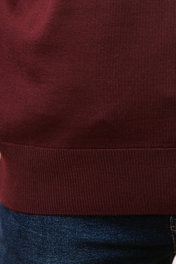 Junli Ko'lsiz Triko Sviter - Bordo - 5