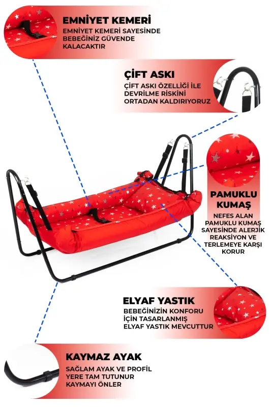 Jupiter Baby Hammock Red-Red - 2