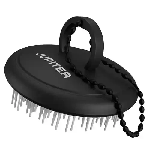 Jupiter Exfoliator Brush, for Removing Dandruff & Build-Up, Detangling Scrubber, for Wet or Dry Hair, Supports Circulation & Growth, for All Hair Types, Black - 1