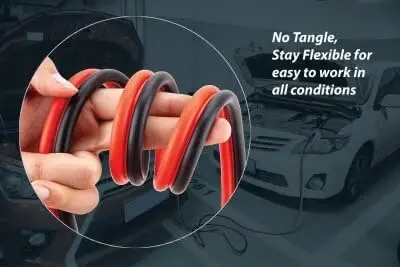 Justin Case Smart 16 Foot 6 Gauge Heavy-Duty Jumper Cables with Integrated Built-In Voltage Meter & 365 Days of Roadside Assistance - 5