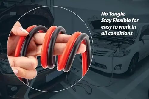 Justin Case Super Heavy-Duty Jumper Cables for Car, Includes 4 Gauge Wire Conductor 20' Car Jumper Cables & 365 Days of Roadside Assistance - 4
