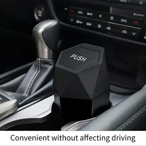 JUSTTOP Автомобильный мусорный бак с крышкой, маленький автоматический портативный мусорный бак с ромбовидным дизайном, легко чистится, используется в автомобильных домашних офисных интерьерах, 2 шт. (черный) - 7