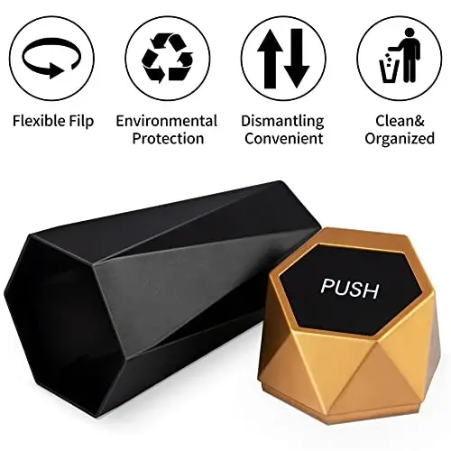 JUSTTOP Car Trash Can with Lid, Diamond Design Small Automatic Portable Trash Can, Easy to Clean, Used in Car Home Office (Black) - 2