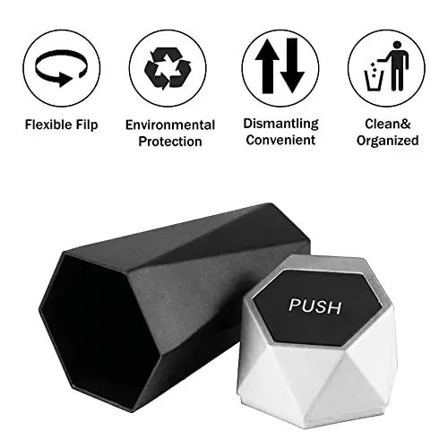 JUSTTOP Car Trash Can with Lid, Easy to Clean, Diamond Design Small Automatic Portable Trash Can, Used in Car Home Office Interior Accessories, 2PCS(Silver) - 2
