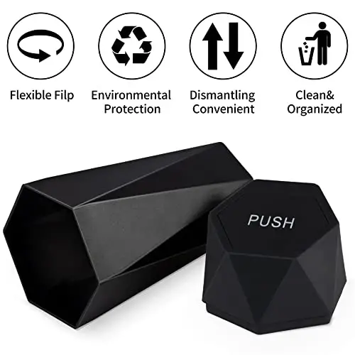 JUSTTOP Car Trash Can with Lid, Mini Diamond Design Portable Trash Can, Plastic Material and Multipurpose Organizers for Car,Home,Office(Silver) - 2