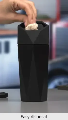 JUSTTOP qopqoqli avtomobil axlat qutisi, olmos dizaynli kichik avtomatik ko'chma axlat qutisi, tozalash oson, avtomobil uy ofisida ishlatiladi (qora) - 7