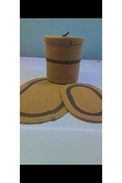 Jute dirty laundry basket + jute bathroom set - JUTE CRAFT