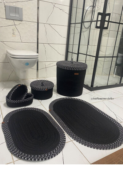 Jute Rug Bath Set, Laundry Basket 40 X 45, bath - TÜRKMEN EV TEKSTIL