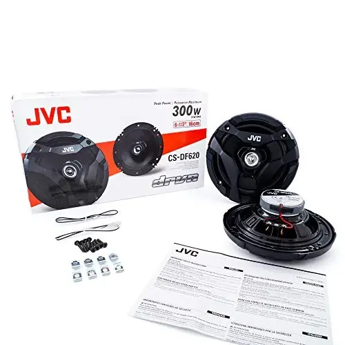 JVC CS-DF620 Автомобильные колонки, мощность 300 Вт на пару, 150 Вт каждая, 6,5 дюйма, полный диапазон, 2-полосные, продаются парами, черные - 7