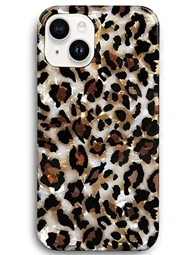 J.west Case Compatible with iPhone 15 Plus Case 6.7, Luxury Sparkle Translucent Clear Leopard Cheetah Print Pearly Design Soft Silicone Slim TPU Protective Phone Case Cover for Girls Women (Bling) - 1