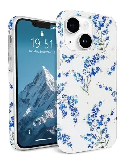 J.west Floral Compatible with iPhone 15 Plus Case, Soft TPU Design, Cute Flower Pattern Shockproof Bumper Phone Case Cover for Women & Girls - 6.7