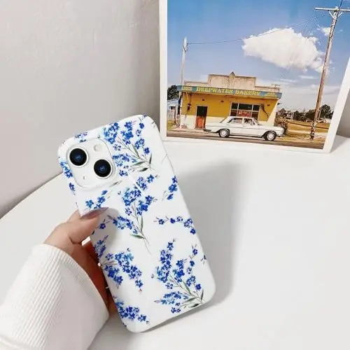 J.west Floral Compatible with iPhone 15 Plus Case, Soft TPU Design, Cute Flower Pattern Shockproof Bumper Phone Case Cover for Women & Girls - 6.7