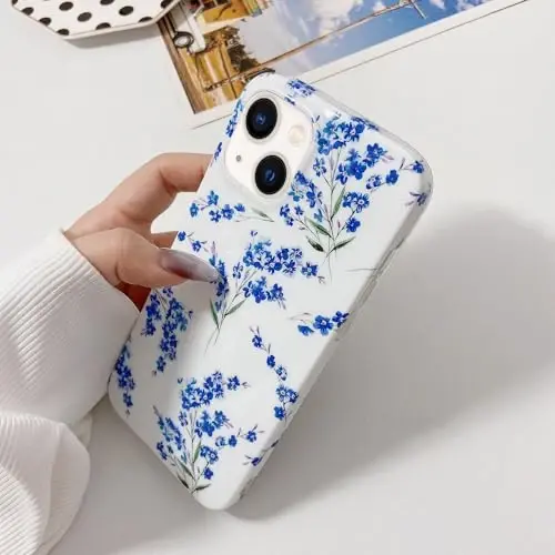 J.west Floral Compatible with iPhone 15 Plus Case, Soft TPU Design, Cute Flower Pattern Shockproof Bumper Phone Case Cover for Women & Girls - 6.7