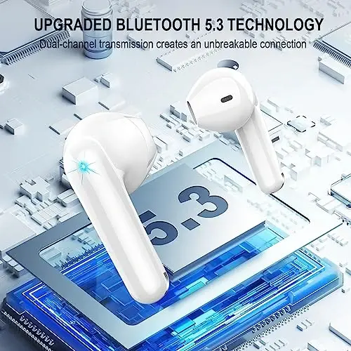 Jxrev Беспроводные наушники 2026, 50 ч работы, Bluetooth 5.4, 4 микрофона с шумоподавлением ENC, чехол с LED-дисплеем и быстрой зарядкой, HiFi стерео, глубокий бас, водонепроницаемость IP7 - 2