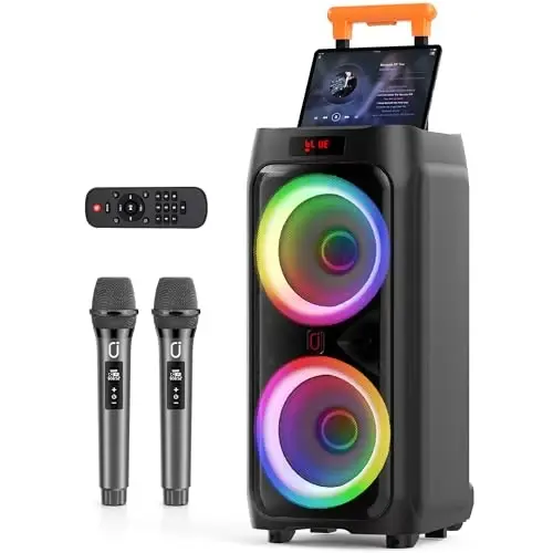 JYX Karaoke Machine with 2 Wireless Microphones for Adults, 8