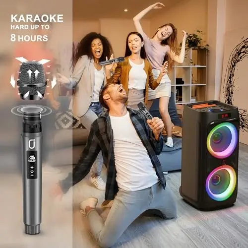 JYX Karaoke Machine with 2 Wireless Microphones, 8