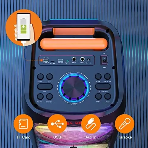 JYX Karaoke Machine with 2 Wireless Microphones, 8