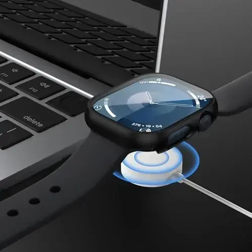 JZK 2 Pack Apple Watch Series 11(2025) Series10 42mm uchun закалённое stikli ekran himoyachisi bilan g'ilof, nozik himoya to'liq qamrovli qattiq kompyuter himoya qopqog'i iWatch 11/10 42mm aksessuarlari, karbon tolasi - 6