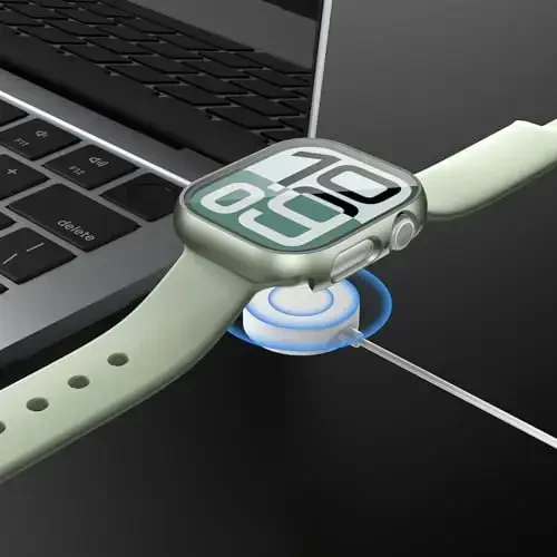 JZK 2 Pack Apple Watch Series 9/8/7 41mm uchun закалённое стекло экран ҳимоячиси билан, Slim Guard Bumper Full Coverage Hard PC himoya qopqog'i iWatch 41mm aksessuarlari uchun ingichka qopqoq, Light Cyan - 6