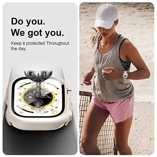 JZK 2 Pack Case with Tempered Glass Screen Protector for Apple Watch Ultra 3 (2025) Ultra 2/Ultra 49mm,Slim Guard Bumper Full Coverage Hard PC Protective Cover Thin Case for iWatch 49mm,Starlight - 3