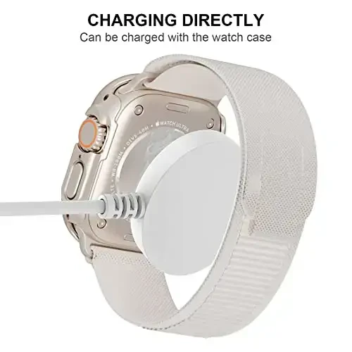 JZK 2 Pack Case with Tempered Glass Screen Protector for Apple Watch Ultra 3 (2025) Ultra 2/Ultra 49mm,Slim Guard Bumper Full Coverage Hard PC Protective Cover Thin Case for iWatch 49mm,Starlight - 4