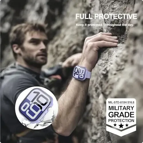 JZK 2 Pack Case with Tempered Glass Screen Protector for Apple Watch Series 6/5/4/SE 44mm, Slim Guard Bumper Full Coverage Hard PC Protective Cover HD Ultra-Thin Cover for iWatch 44mm,Purple+Clear - 5