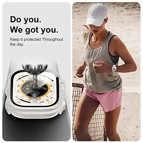 JZK 2 Pack Case with Tempered Glass Screen Protector for Apple Watch Ultra 3 (2025) Ultra 2/Ultra 49mm,Slim Guard Bumper Full Coverage Hard PC Protective Cover for iWatch 49mm Accessories,Clear - 6