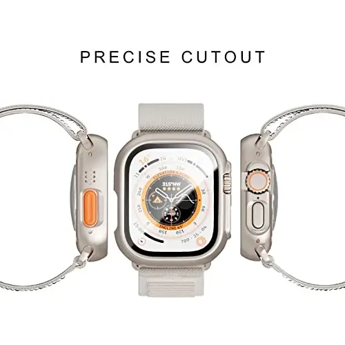 JZK 2 Pack Case with Tempered Glass Screen Protector for Apple Watch Ultra 3 (2025) Ultra 2/Ultra 49mm,Slim Guard Bumper Full Coverage Hard PC Protective Cover Thin Case for iWatch 49mm,Starlight - 2