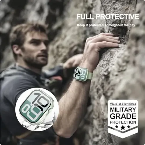 JZK 2 Pack Case with Tempered Glass Screen Protector for Apple Watch Series 6/5/4/SE 40mm, Slim Guard Bumper Full Coverage Hard PC Protective Cover HD Ultra-Thin Cover for iWatch 40mm,Light Cyan - 5