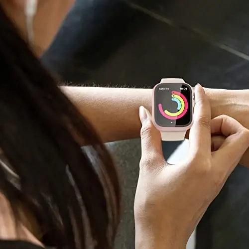 JZK 2 Pack Screen Protector for Apple Watch Series 9/8/7 45mm,Pink+White | Case with Tempered Glass for Apple Watch 45mm,HD,Slim Guard Bumper,Full Hard PC Protective Cover for iWatch 9 8 7 45mm 