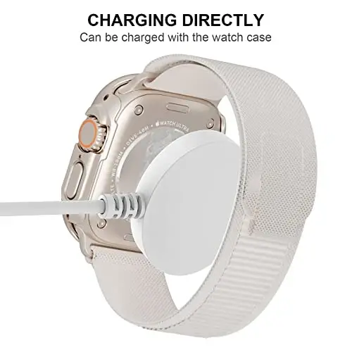 JZK 2 Pack Case with Tempered Glass Screen Protector for Apple Watch Ultra 3 (2025) Ultra 2/Ultra 49mm,Slim Guard Bumper Full Coverage Hard PC Protective Cover Thin Case for iWatch 49mm,Starlight - 4