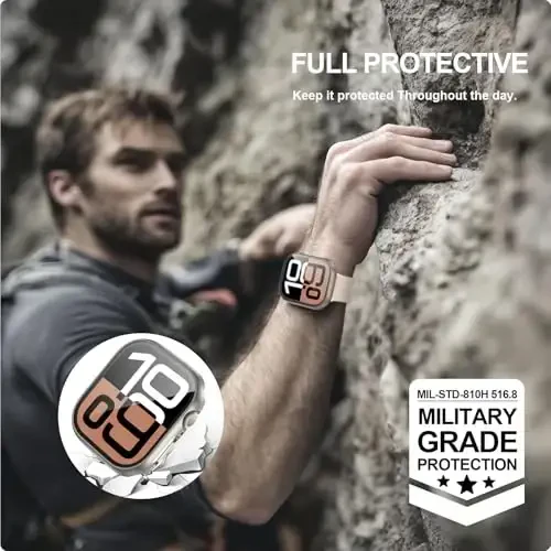 JZK 2 Pack Case with Tempered Glass Screen Protector for Apple Watch Series 3/2/1 42mm, Slim Guard Bumper Full Coverage Hard PC Protective Cover HD Ultra-Thin Cover for iWatch 42mm,Titanium - 5