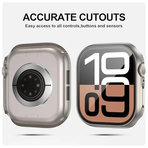 JZK 2 Pack Case with Tempered Glass Screen Protector for Apple Watch Series 3/2/1 42mm, Slim Guard Bumper Full Coverage Hard PC Protective Cover HD Ultra-Thin Cover for iWatch 42mm,Titanium - 3