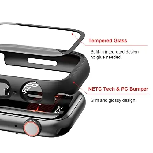 JZK Screen Protector Case for Apple Watch Series 3/2/1 42mm,Black+Clear | 2 Pack,for Apple Watch 42mm Cover with Tempered Glass,HD,Slim Guard Bumper,Hard PC Protective Case for iWatch 3/2/1 42mm - 2