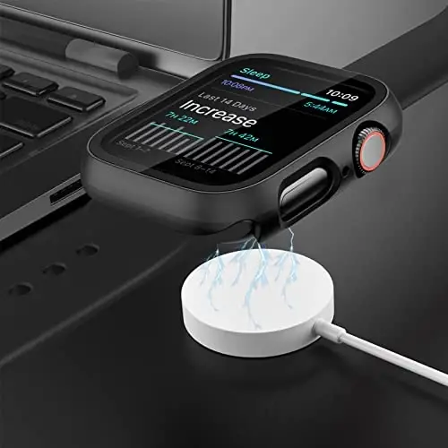 JZK Screen Protector Case for Apple Watch Series 3/2/1 42mm,Black+Clear | 2 Pack,for Apple Watch 42mm Cover with Tempered Glass,HD,Slim Guard Bumper,Hard PC Protective Case for iWatch 3/2/1 42mm - 5