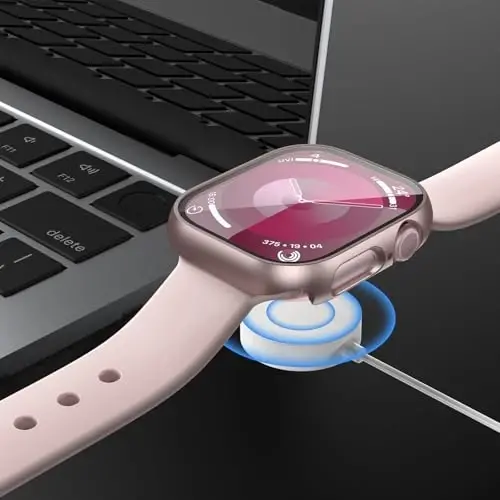 JZK 2 Pack Case with Tempered Glass Screen Protector for Apple Watch Series 11(2025) Series 10 46mm,Slim Guard Bumper Full Coverage Hard PC Protective Cover HD Ultra-Thin Cover for iWatch 11/10 46mm,Rose Gold+Clear - 6