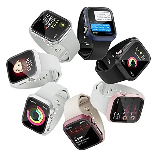 JZK 2 Pack Case with Tempered Glass Screen Protector for Apple Watch Ultra 2(2023)/Ultra 49mm, Slim Guard Bumper Full Coverage Hard PC Protective Cover Thin Case for iWatch 49mm,Titanium - 7