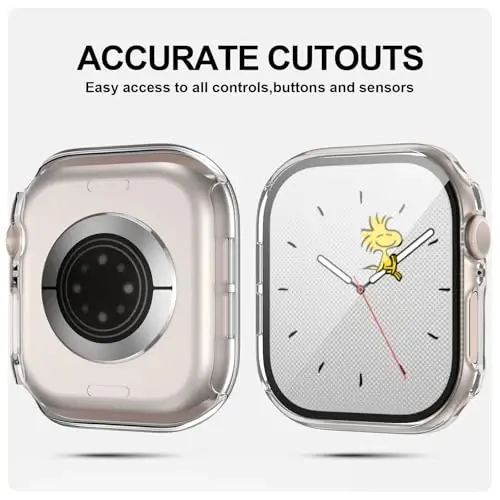 JZK 2 Pack Case with Tempered Glass Screen Protector for Apple Watch Series 11(2025) Series 10 42mm,Slim Guard Bumper Full Coverage Hard PC Protective Cover HD Ultra-Thin Cover for iWatch 11/10 42mm Accessories,Clear - 2