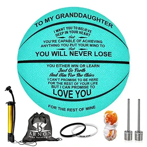 K KENON Customized Engraved Basketball Personalized Basketball for Daughter Son Granddaughter Grandson Nephew Niece Christmas Birthday Gifts - You Will Never Lose - KENON