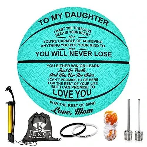 K KENON Customized Engraved Basketball Personalized Basketball for Daughter Son Granddaughter Grandson Nephew Niece Christmas Birthday Gifts - You Will Never Lose 