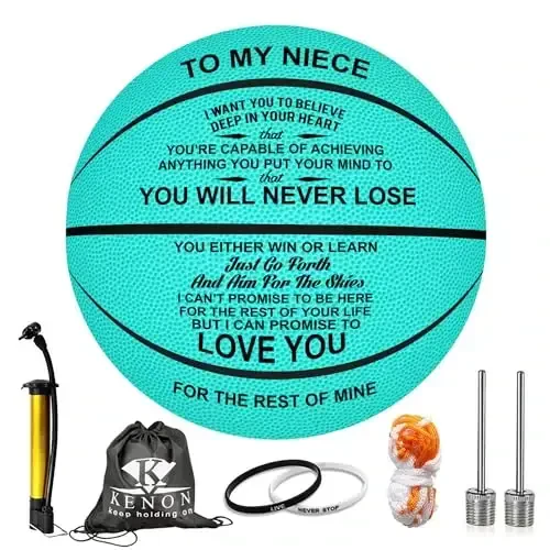 K KENON Customized Engraved Basketball Personalized Basketball for Daughter Son Granddaughter Grandson Nephew Niece Christmas Birthday Gifts - You Will Never Lose 