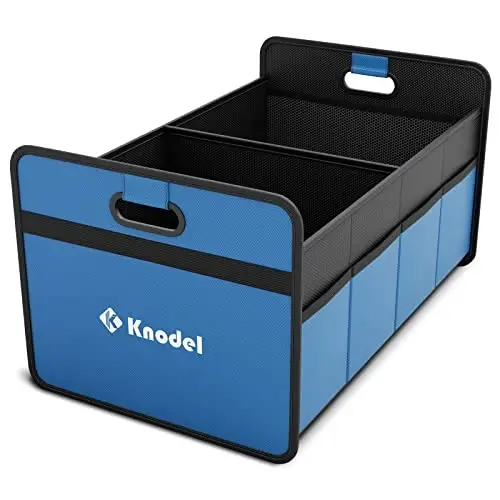 K KNODEL Car Trunk Organizer, Foldable Organizer for Car, Automotive Consoles & Organizers, Storage with Reinforced Handles (Medium, Blue) - 1
