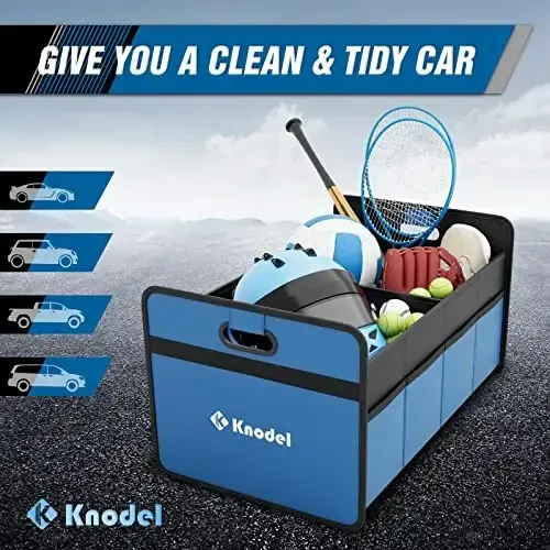K KNODEL Car Trunk Organizer, Foldable Organizer for Car, Automotive Consoles & Organizers, Storage with Reinforced Handles (Medium, Blue) - 5