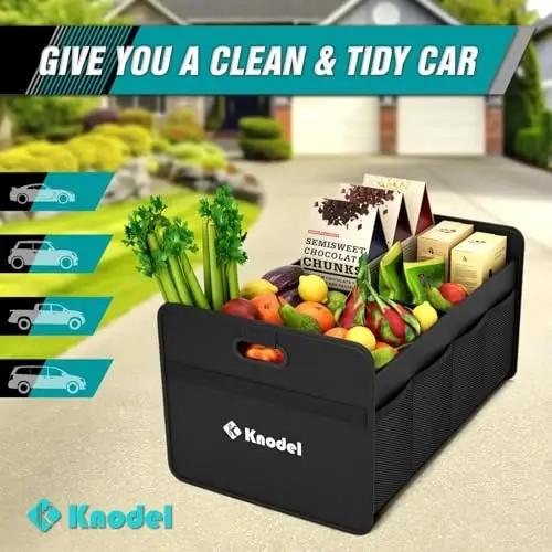K KNODEL Car Trunk Organizer, Foldable Organizer for Car, Automotive Consoles & Organizers, Storage with Reinforced Handles (Small, Black) - K KNODEL (1)