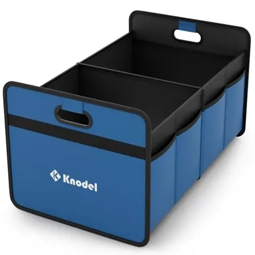 K KNODEL Car Trunk Organizer, Foldable Organizer for Car, Automotive Consoles & Organizers, Storage with Reinforced Handles (Small, Blue) - 1
