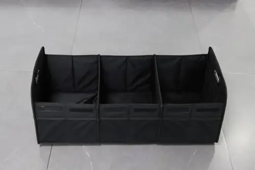 K KNODEL Car Trunk Organizer, Foldable Organizer for Car, Automotive Consoles & Organizers, 3 Compartments Storage with Reinforced Handles (Large, Black) - 2