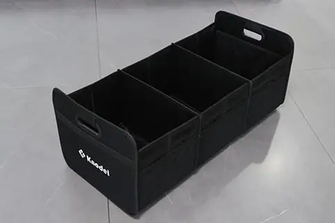 K KNODEL Car Trunk Organizer, Foldable Organizer for Car, Automotive Consoles & Organizers, 3 Compartments Storage with Reinforced Handles (Large, Black) - 4