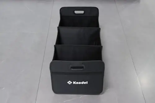 K KNODEL Car Trunk Organizer, Foldable Organizer for Car, Automotive Consoles & Organizers, 3 Compartments Storage with Reinforced Handles (Large, Black) - 3