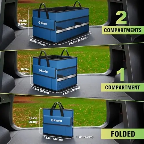 K KNODEL Car Trunk Organizer, Collapsible Car Trunk Storage Organizer, Car Organizer and Storage for SUV, Truck, Sedan (Small, Blue) - 4