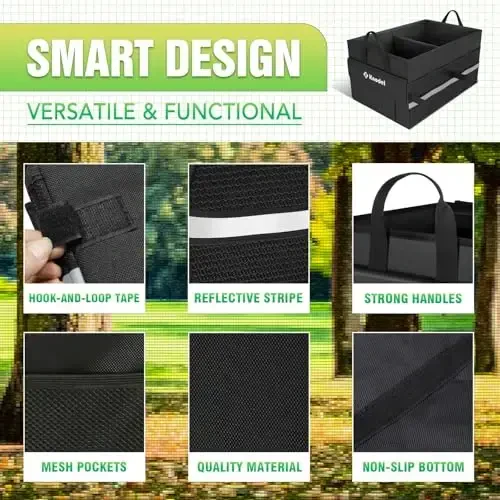 K KNODEL Car Trunk Organizer, Collapsible Car Trunk Storage Organizer, Car Organizer and Storage for SUV, Truck, Sedan (Small, Black) - 5
